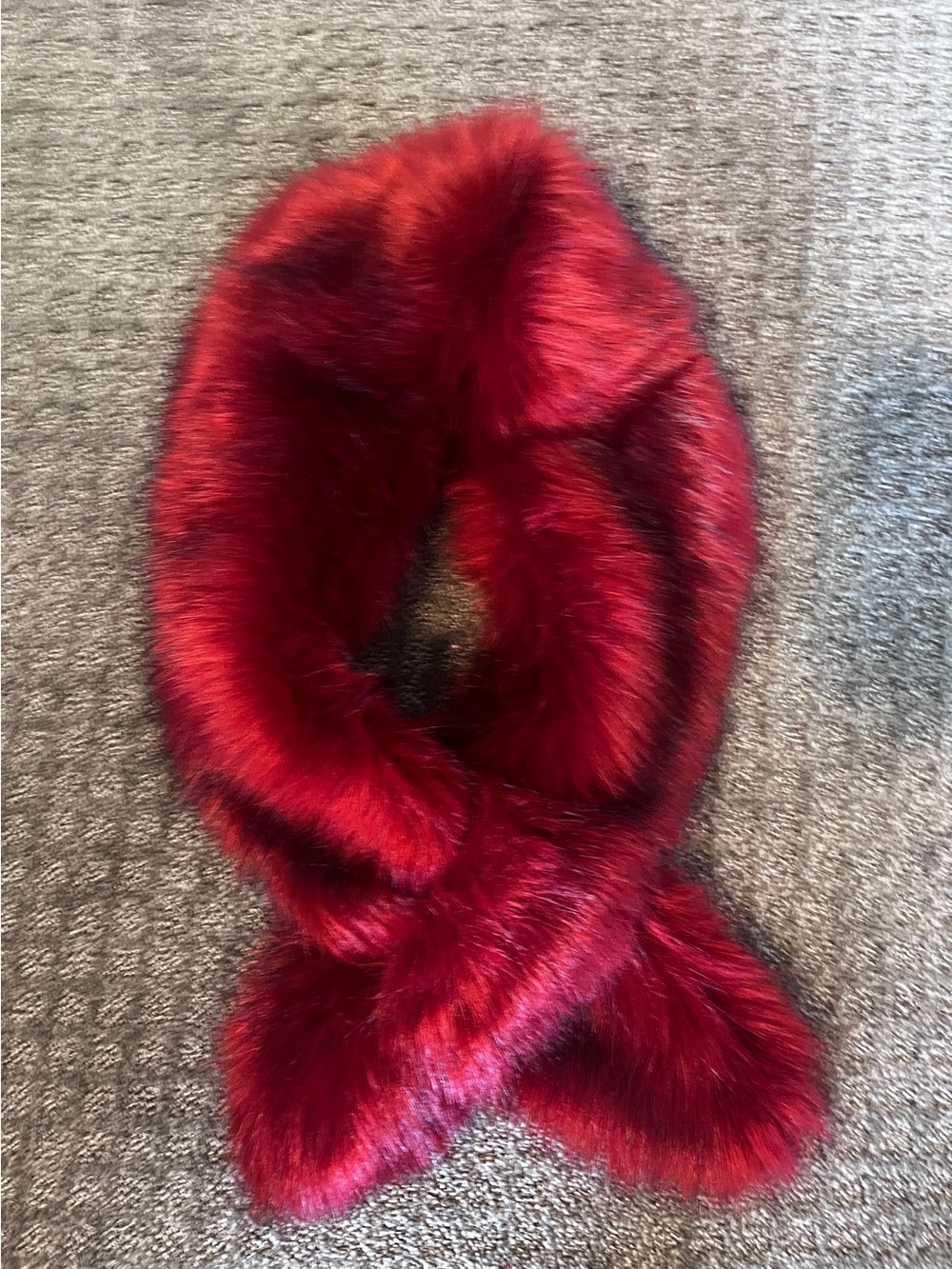 Red Faux Fur Scarf - Women's Luxury Winter Accessory